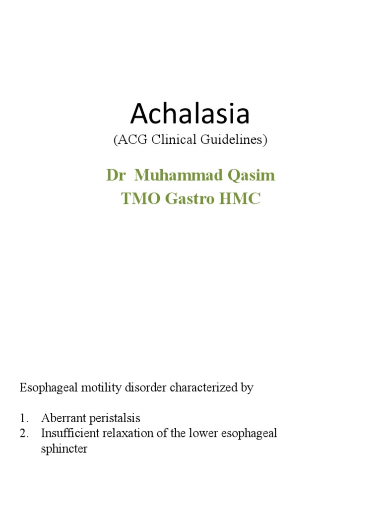 ACG Guidelines on Achalasia Management | PDF | Gastroesophageal Reflux ...