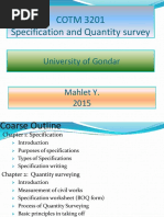 COTM 3201 Specification and Quantity Survey: University of Gondar