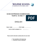 GCSE English Entrance Exam 2019