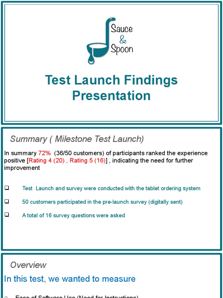 Sauce & Spoon Test Launch Findings Presentation by GT PDF