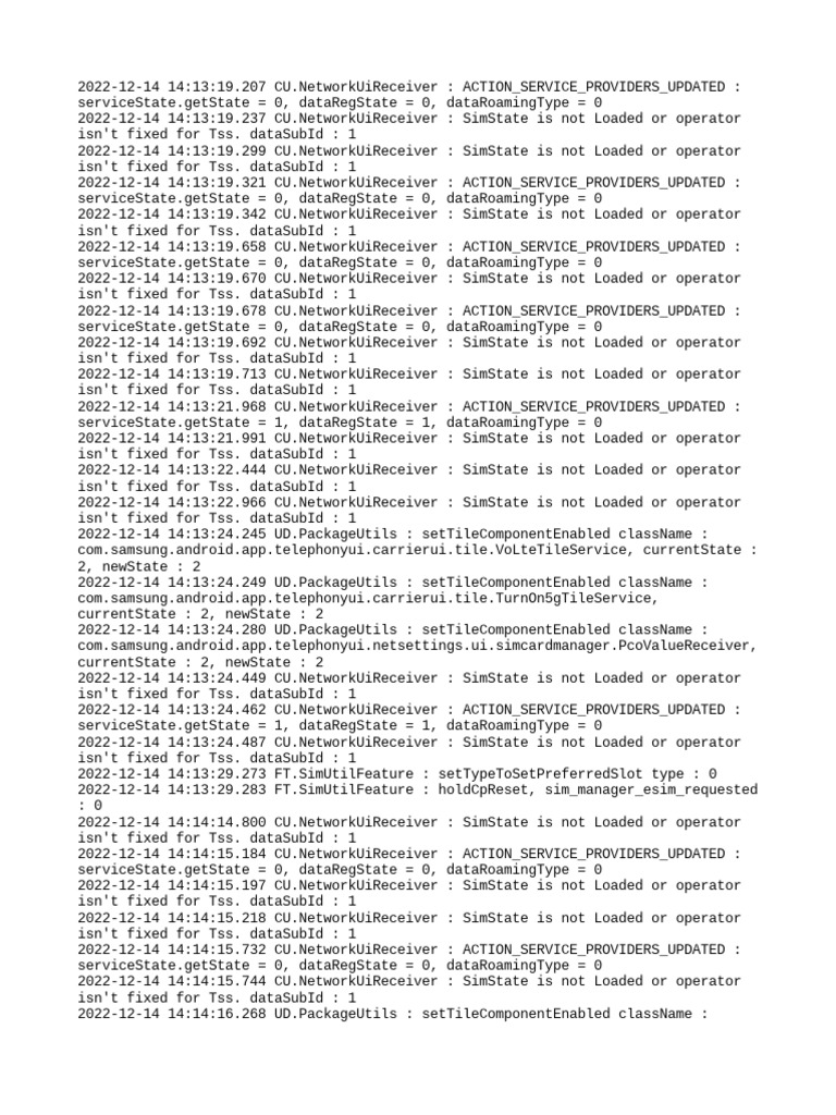 Network State and SIM Updates Log | PDF