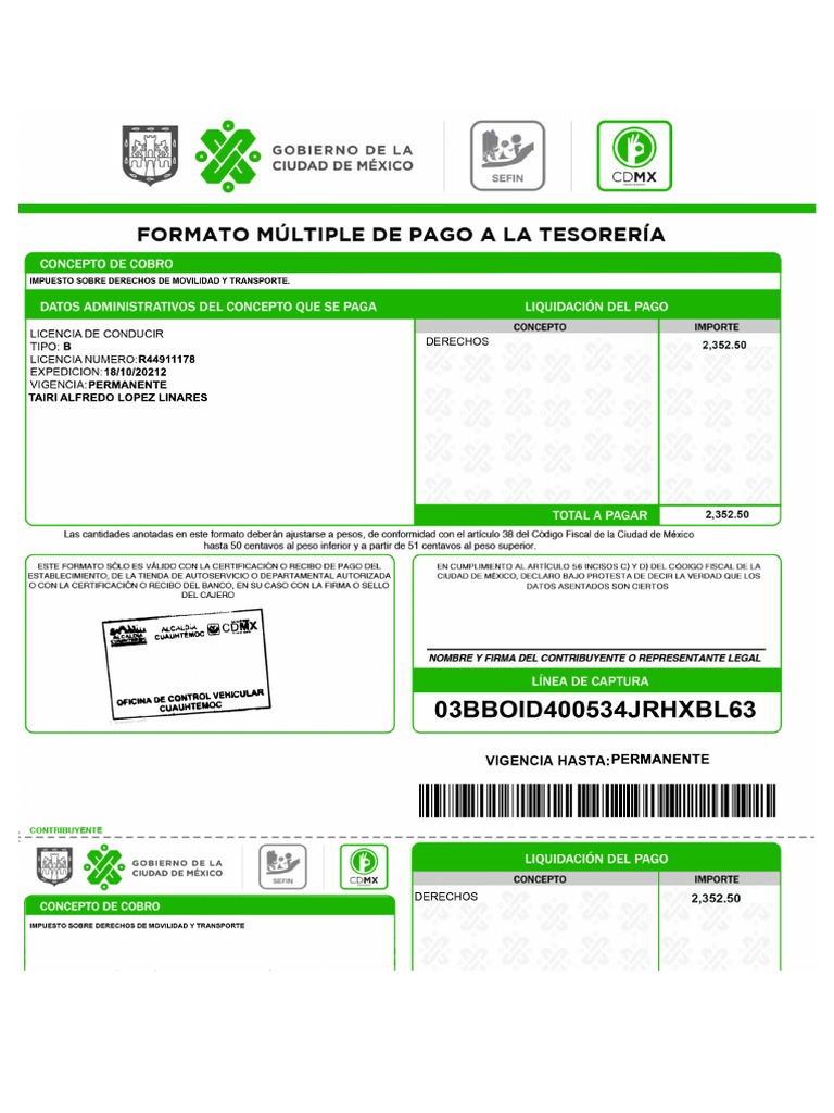 Recibo CDMX Formato | PDF