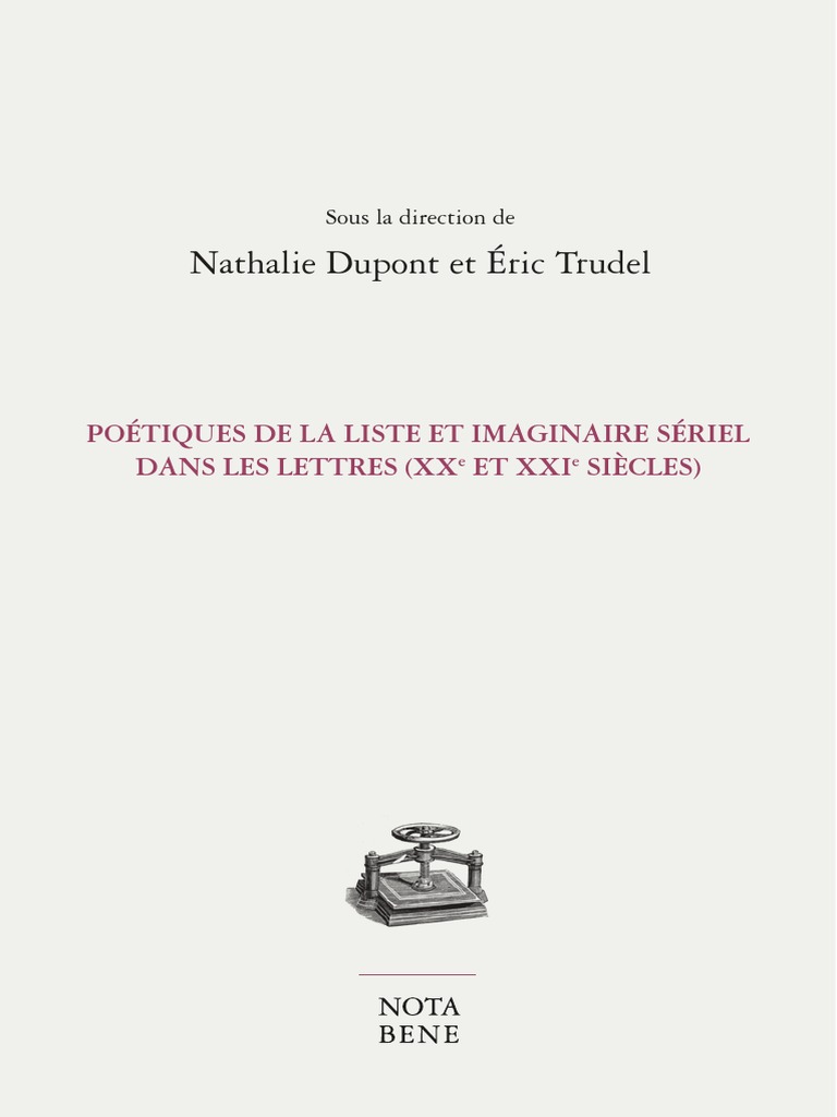 Poétiques de La Liste Et Imaginaire Sériel Dans Les Lettres (XXe Et XXIe Siècles (Unknown) PDF Romans Jules Verne