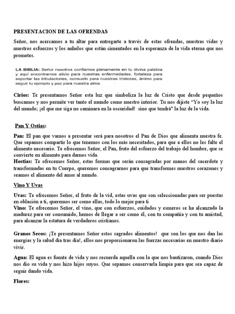 Significado de las Ofrendas en la Misa | PDF