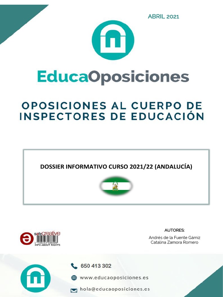 Dossier Inspeccion Educacion Andalucia 2021 - 22 | PDF | Maestros ...
