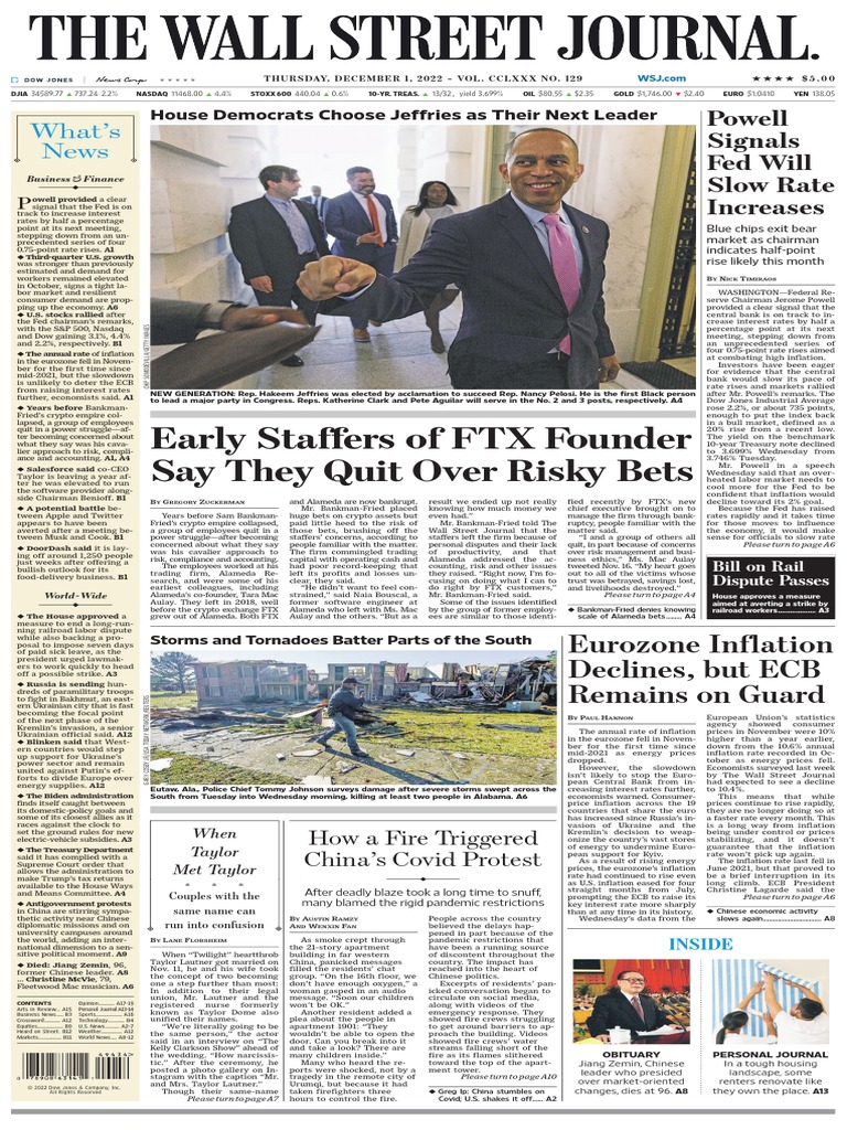 Wallstreetjournal 20221201 TheWallStreetJournal | PDF | Inflation | Dow  Jones Industrial Average