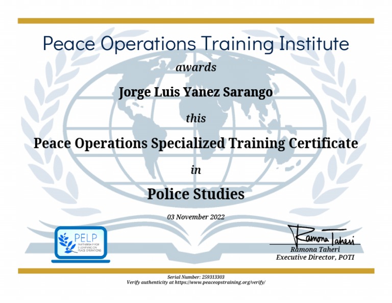 Jorge luis yanez sarango receives peace operations specialized training
