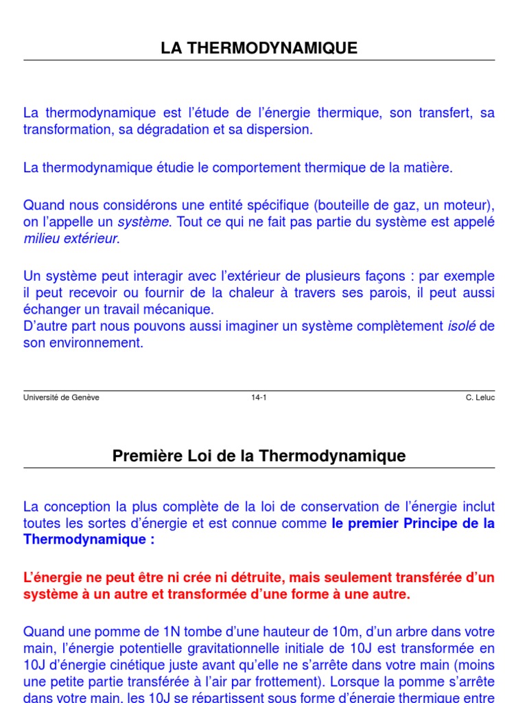 Principes de la Thermodynamique | PDF | Chaleur | Thermodynamique