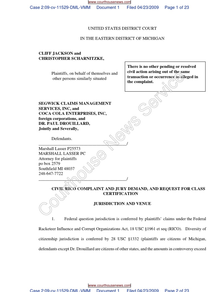 Civil RICO Complaint Against Coca Cola | PDF | Workers' Compensation ...