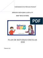 PROPUESTA DE PLAN DE REFUERZO ESCOLAR. I.E 20437 BOLOGNESI AGOSTO - Diciembre