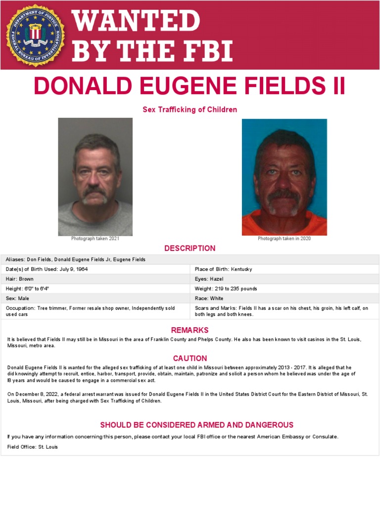 Donald Eugene Fields Wanted Poster PDF