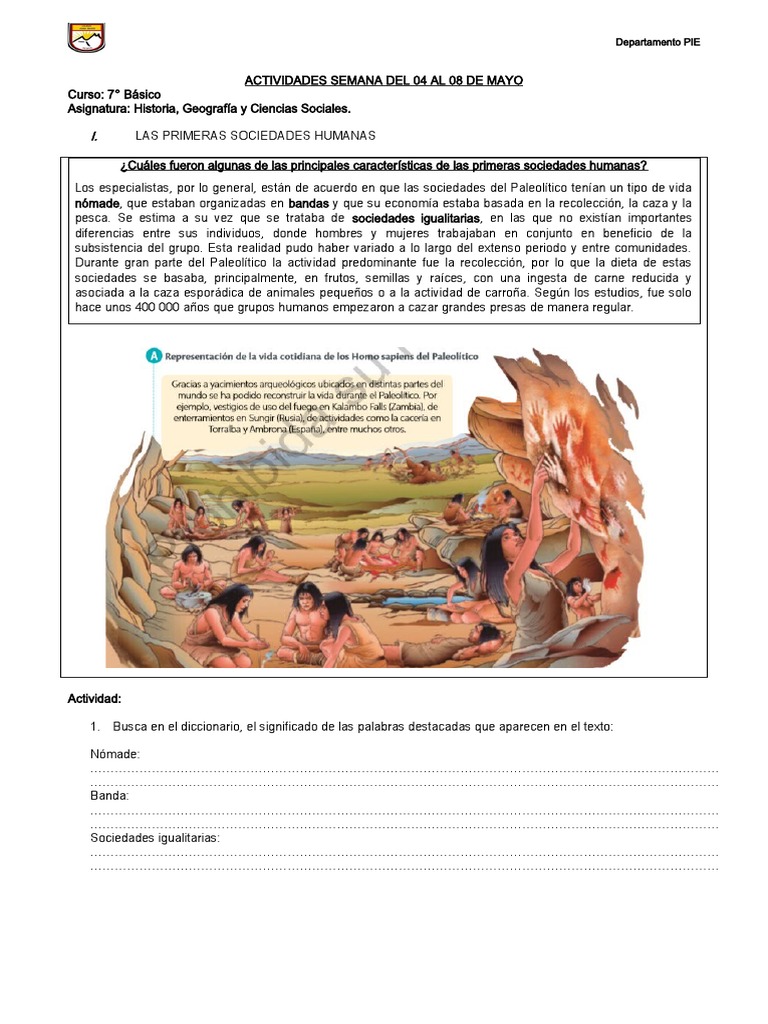 Las primeras sociedades humanas y el surgimiento del Homo sapiens | PDF ...