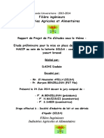 Etude Préliminaire Pour La Mise en Place de La Démarche HACCP Au Sein de La Laiterie SILDA - Cas de Produit Yaourt Brassé - DAIH