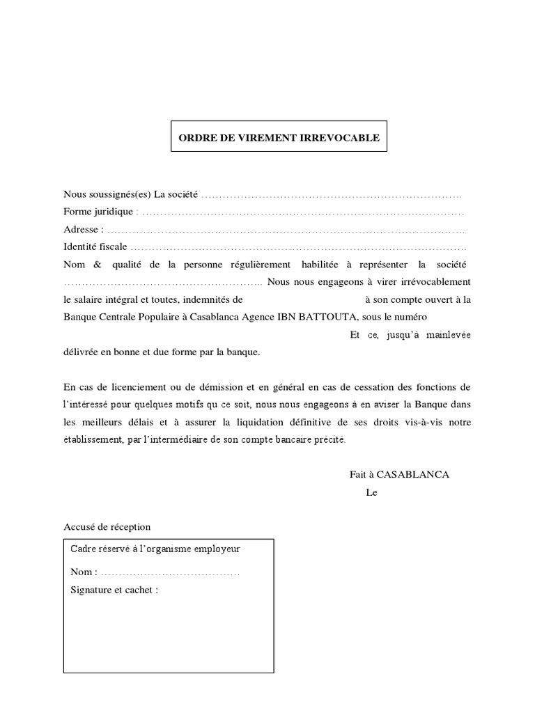 Ordre de Virement Irrevocable 7851 | PDF