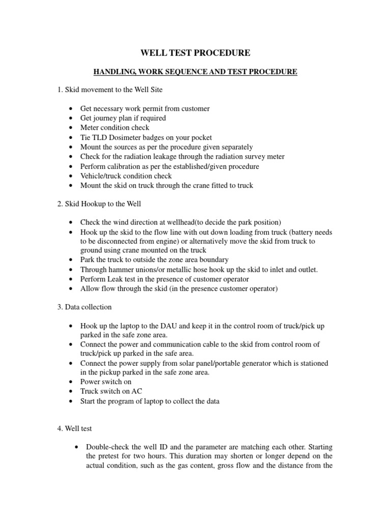 Well Testing Procedure Overview | PDF | Truck | Crane (Machine)