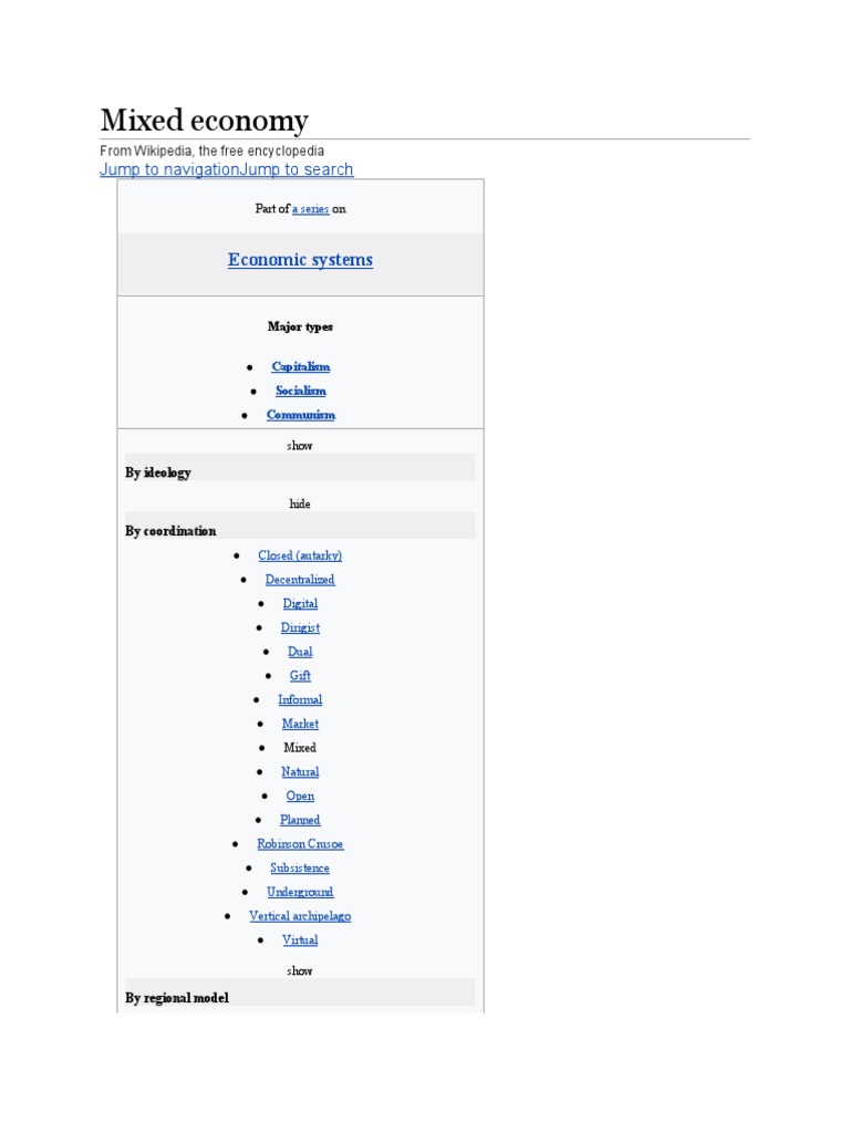 Mixed Economy PDF Capitalism Economic Ideologies