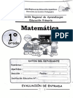 Evaluación Matemática 1er Grado.