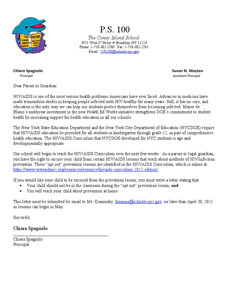 Parent HIV Letter 2021 | PDF