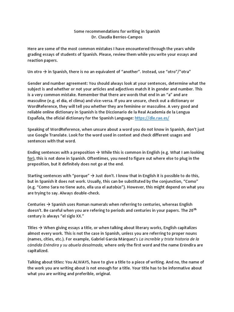 Some For Writing in Spanish PDF Grammatical Gender Dictionary