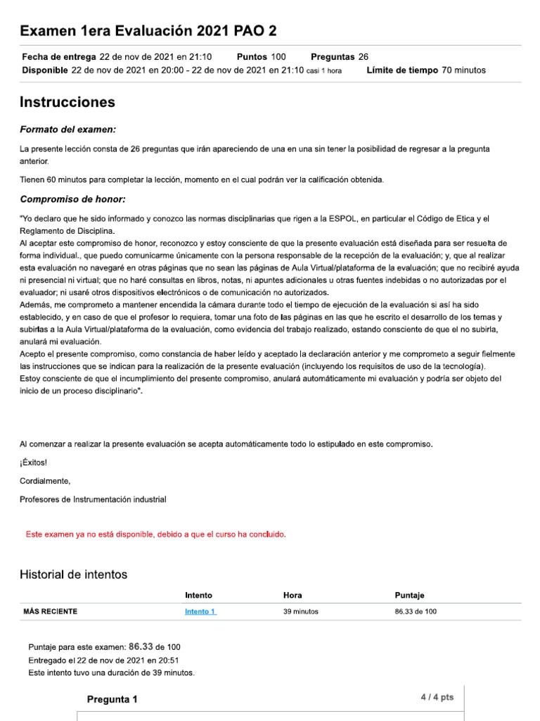 Examen 1era Evaluación 2021 PAO 2 | PDF