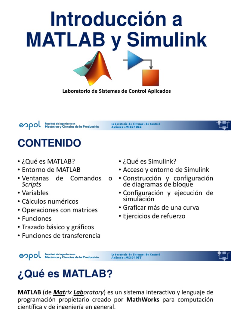 Introducción A Matlab y Simulink Descargar gratis PDF Matriz