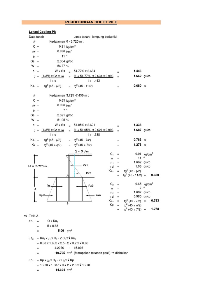 2022.08.25-Perhitungan-Sheet-Pile-1 | PDF | Economic Sectors | Horticulture
