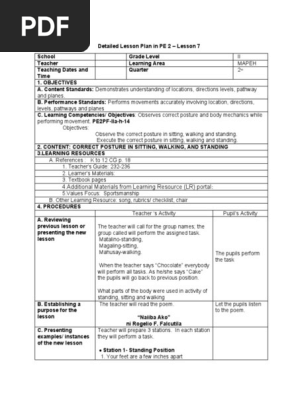 Detailed Lesson Plan in PE 2