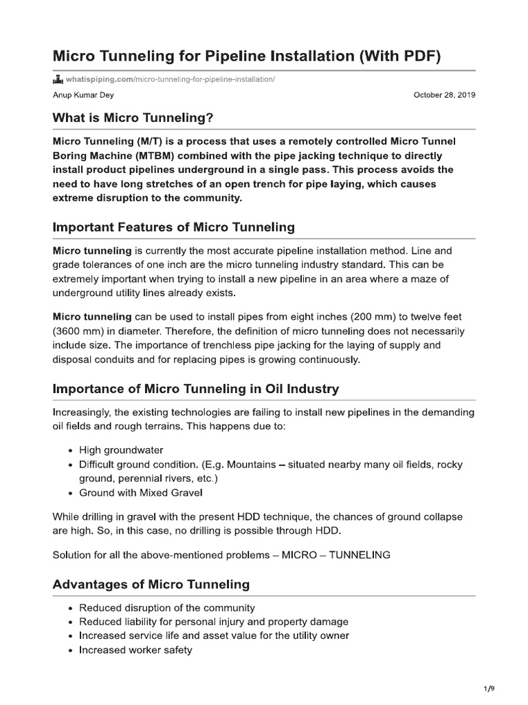 Microtunneling | PDF