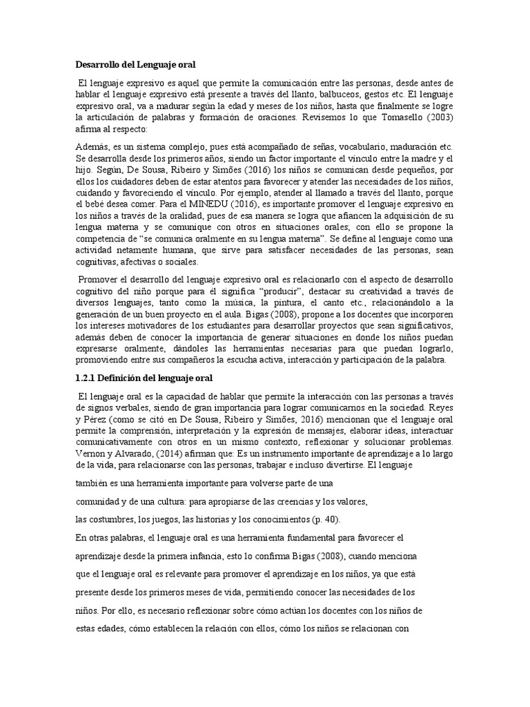 Desarrollo del Lenguaje en Niños | PDF | Aquisición de idioma | Aprendizaje