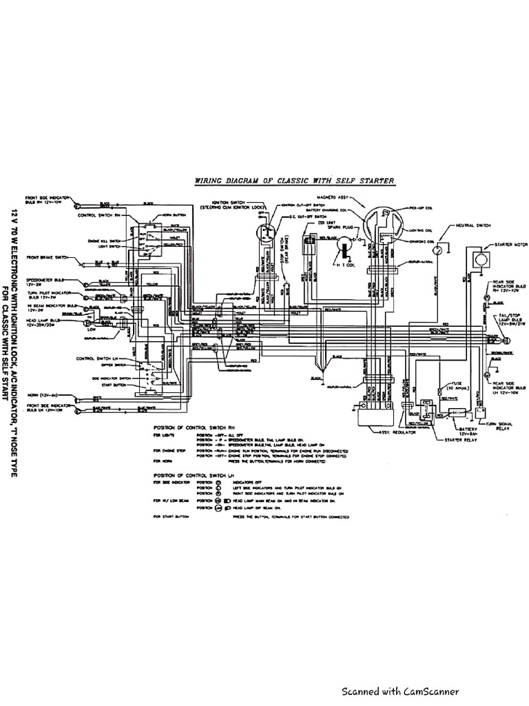 Bajaj classic with self start wiring diagram | PDF