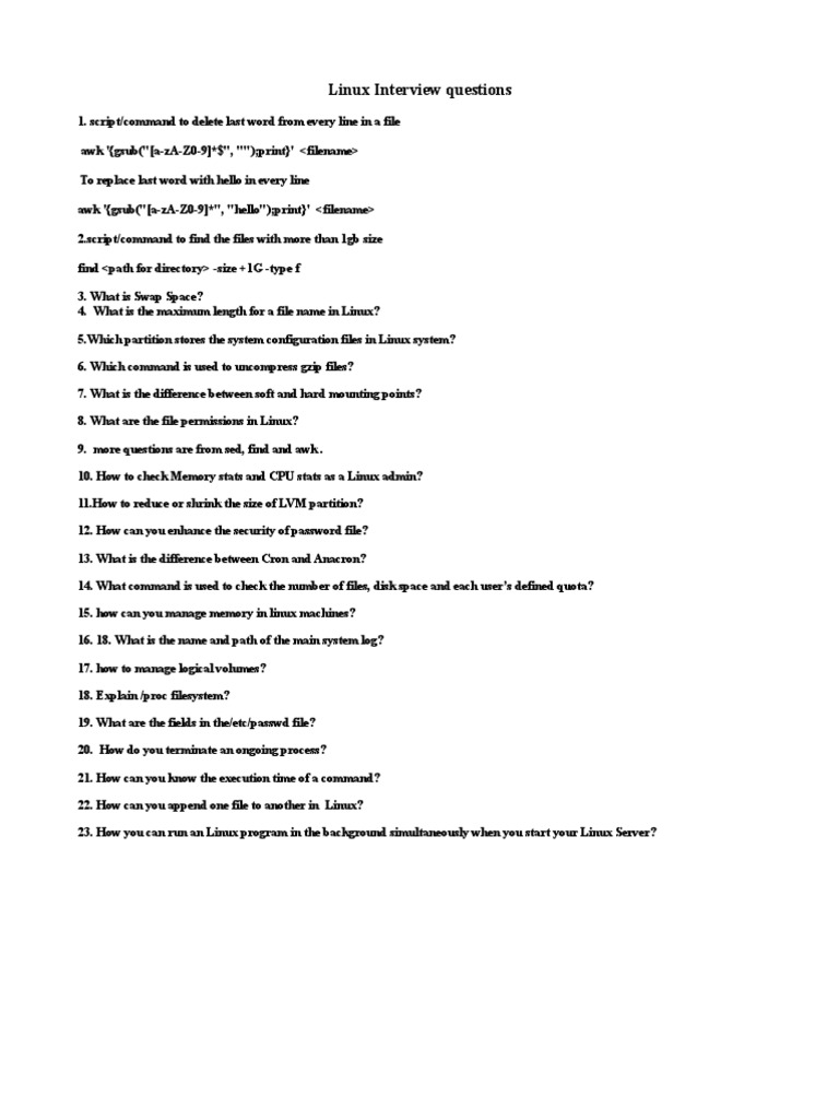 Linux Interview Questions for Admins | PDF | Computers