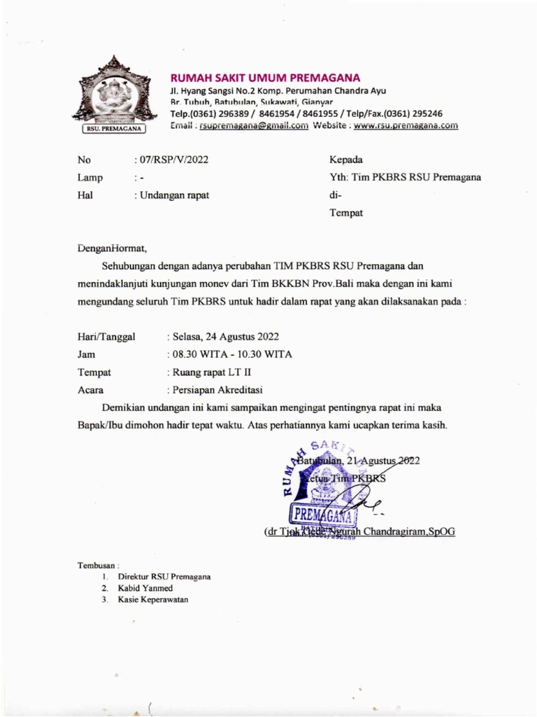 Undangan Rapat 24 Agustus | PDF