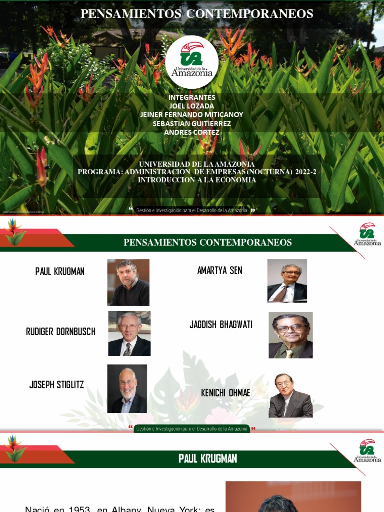 Presentacion Pensadores Contemporaneos PDF Joseph Stiglitz Pobreza