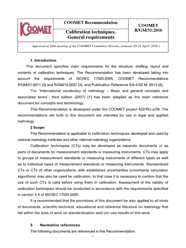 Calibration Techniques. General Requirements PDF Calibration