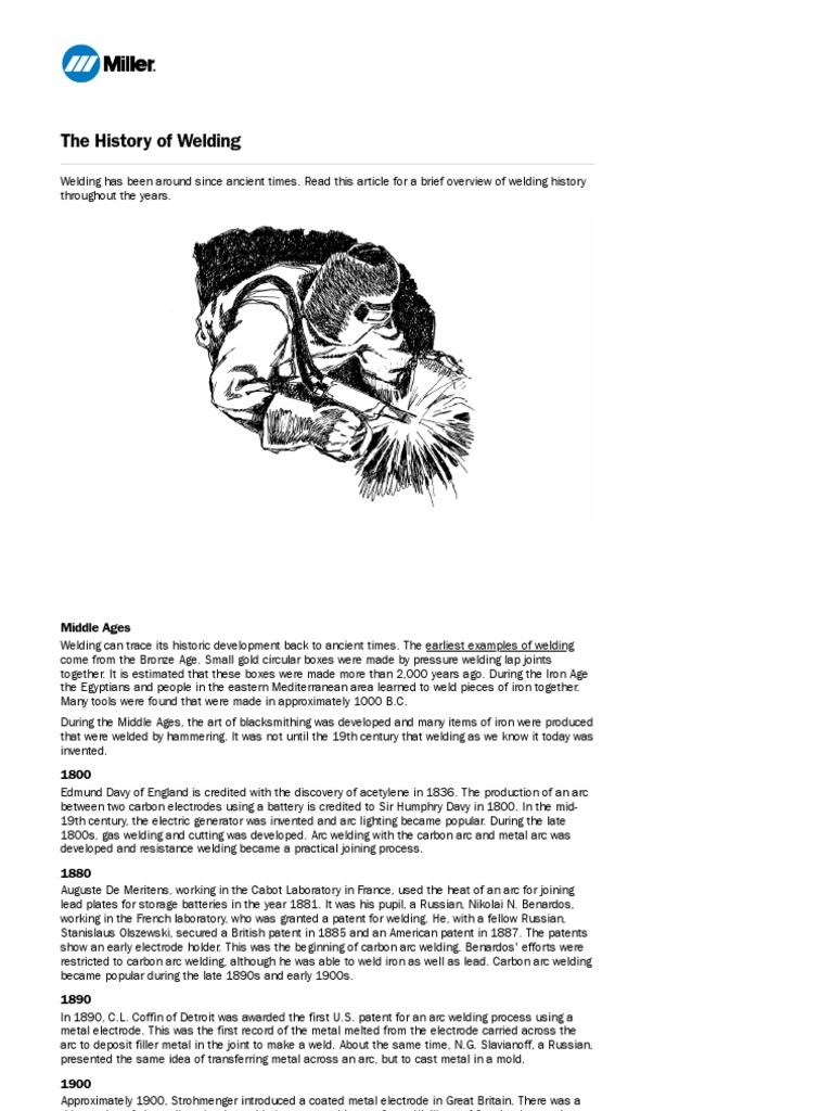 The History Of Welding Millerwelds Download Free Pdf Welding