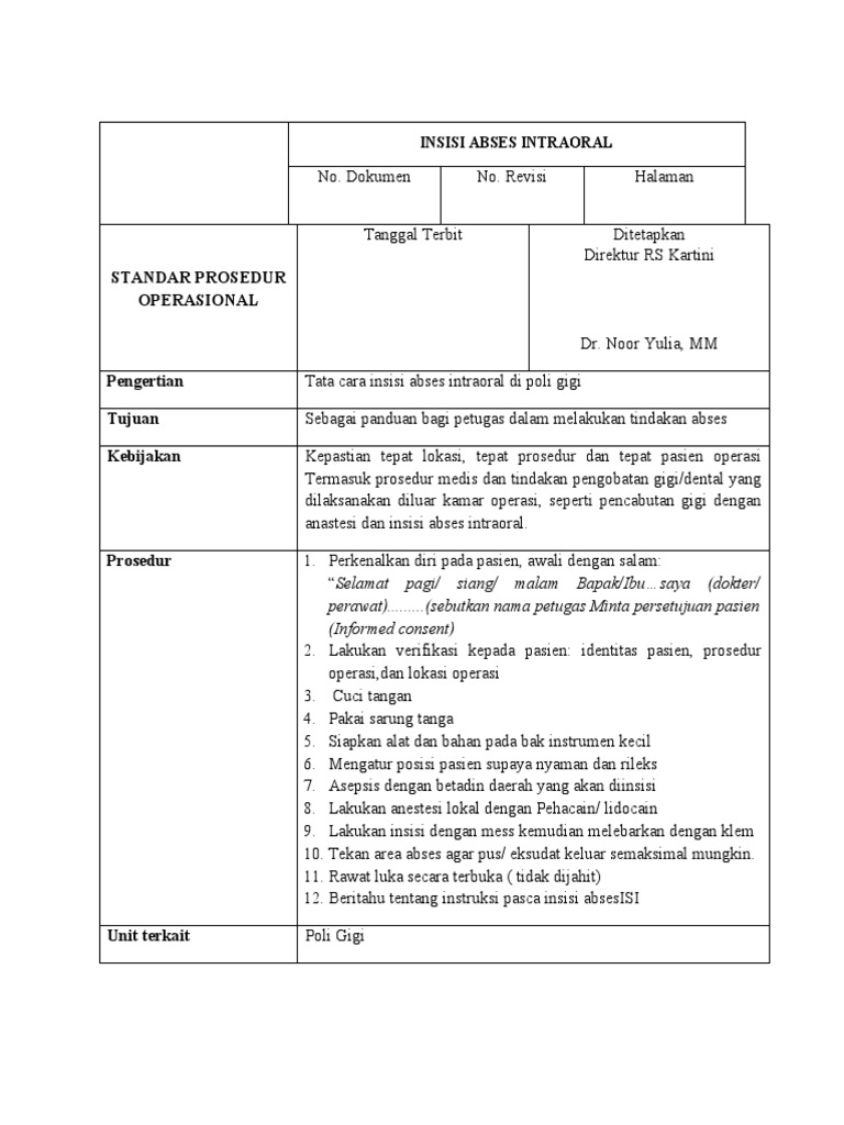 Prosedur Insisi Abses Intraoral | PDF