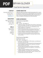 Food Service Resume Example