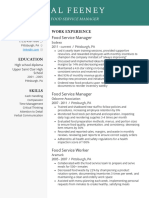 Food Service Manager Resume Example