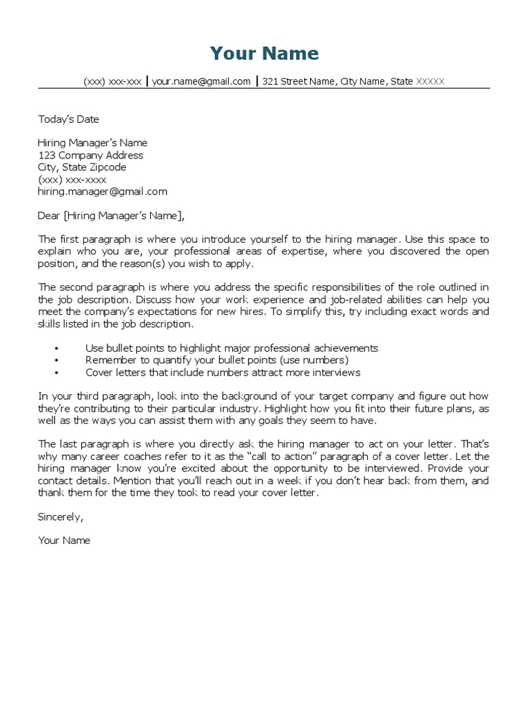 QuickCoverLetterTemplateAquaticBlue CV PDF