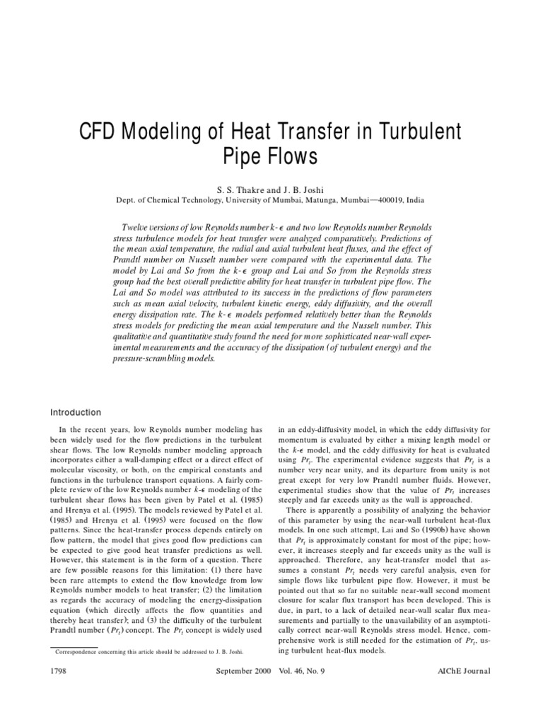 CFD Modeling of Heat Transfer in Turbulent Pipe Flows | PDF ...
