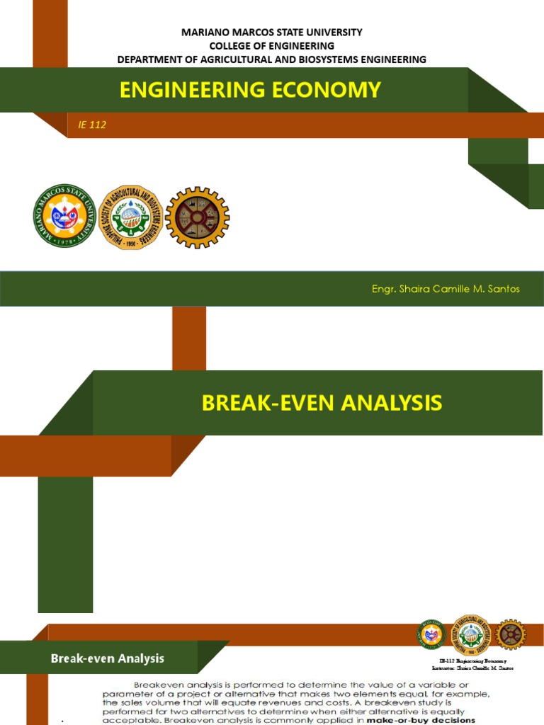 Ie 112 break even analysis bc ratio download free pdf economies