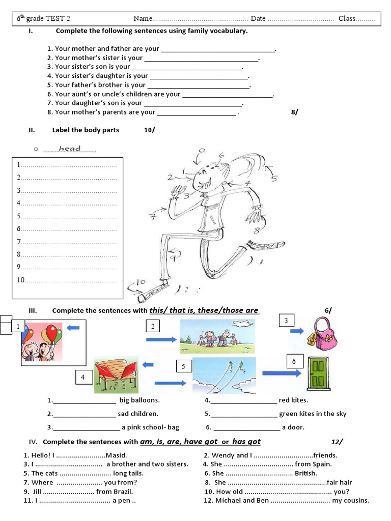 6th Grade TEST 2 21.12.2022 | PDF | Linguistics | Syntax
