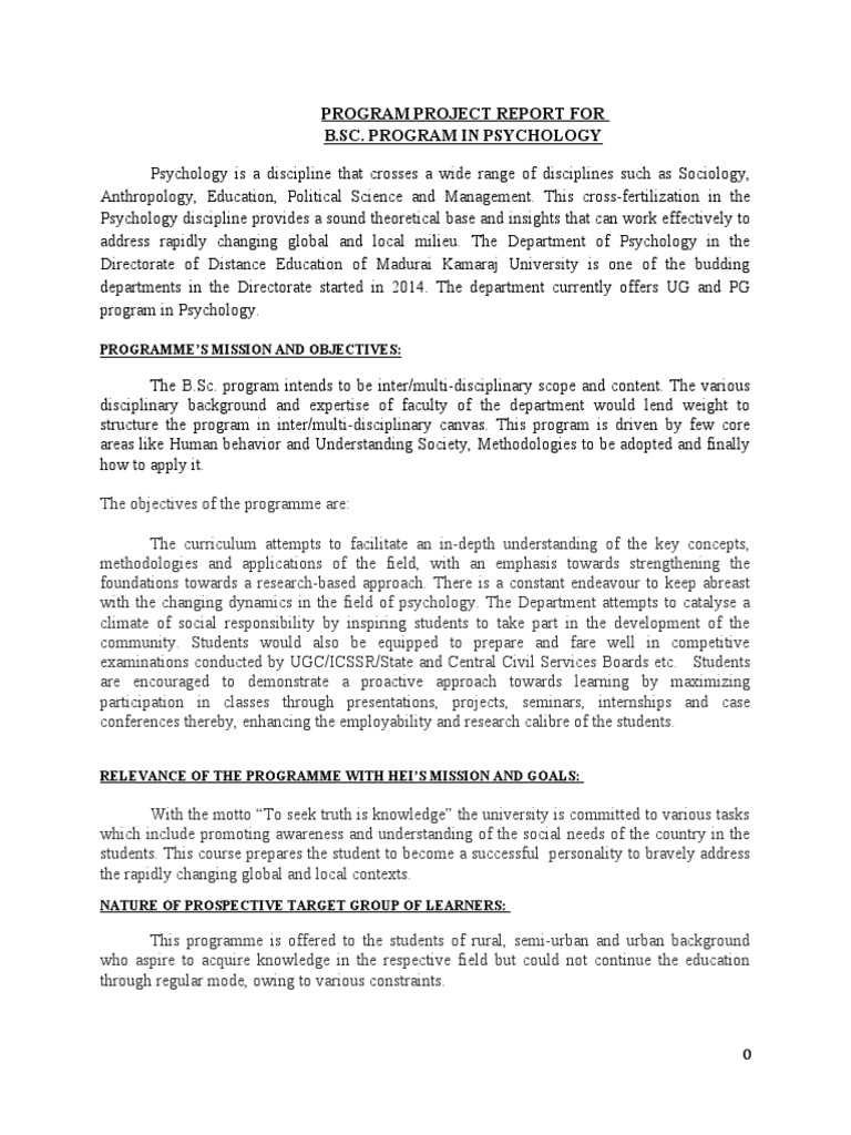 Bsc Psychology PPR New 2022 PDF Psychotherapy Psychology