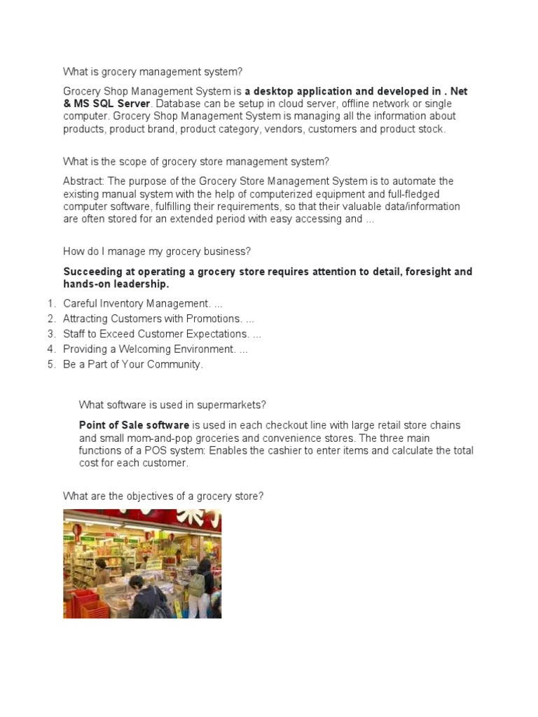 Grocery Store Management System Overview | PDF | Business