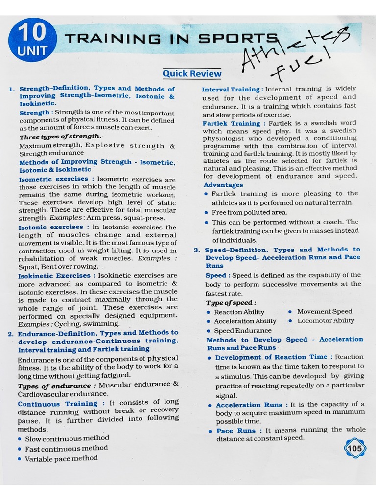 Physical Edu Capsule Notes Athletes Fuel | PDF