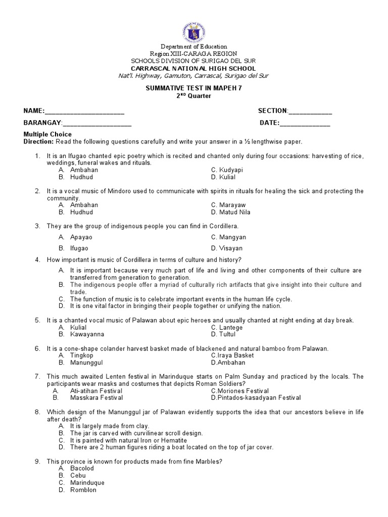 Pretest 2nd quarter pdf table tennis nutrition