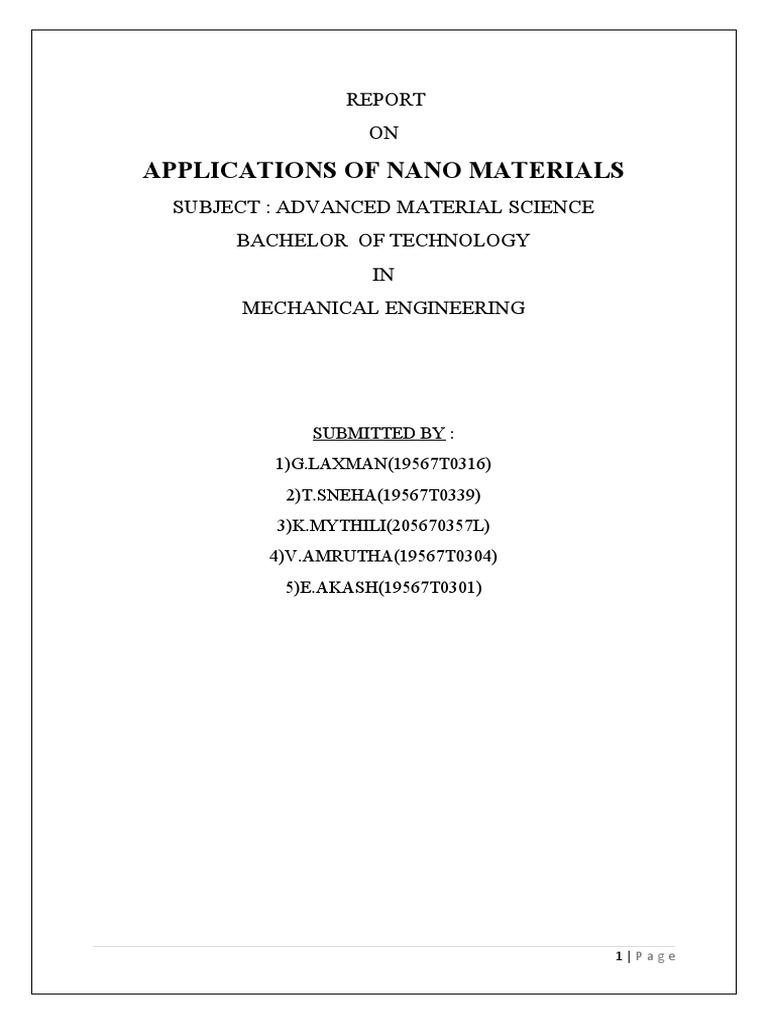 Applications of Nano Materials | PDF | Nanotechnology | Nanomedicine