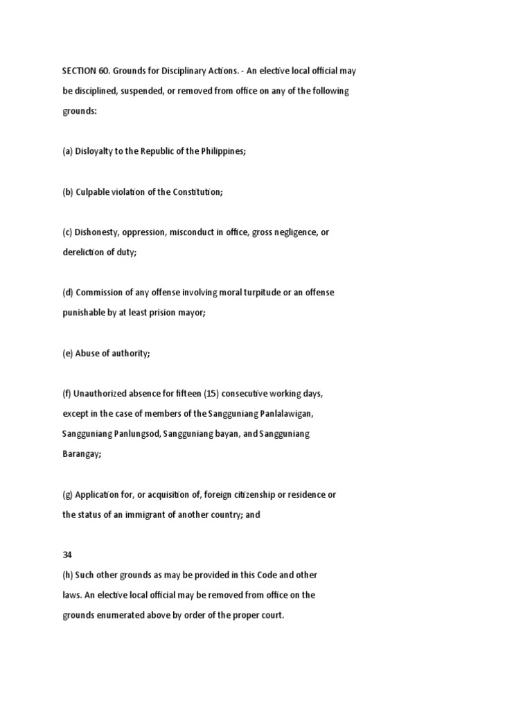 grounds-for-disciplinary-actions-against-elective-local-officials-and