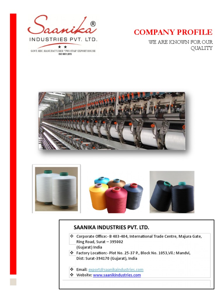 Saanika industries pvt ltd pdf textiles customer