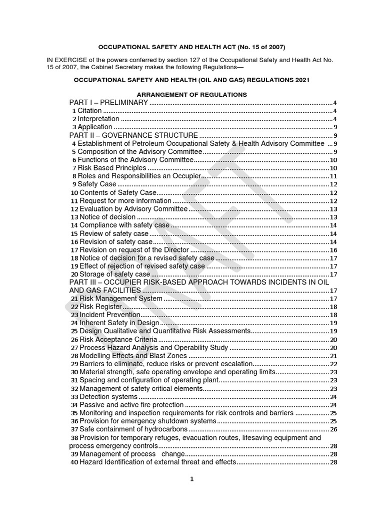 5 Draft OSH Oil and Gas Regulations For Public Participation PDF